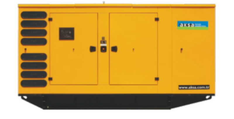 Frontansicht des AKSA Dieselgenerators mit geöffneter Schallschutzhaube